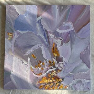 New Original Abstract Floral Canvas Art in Purple and Yellow